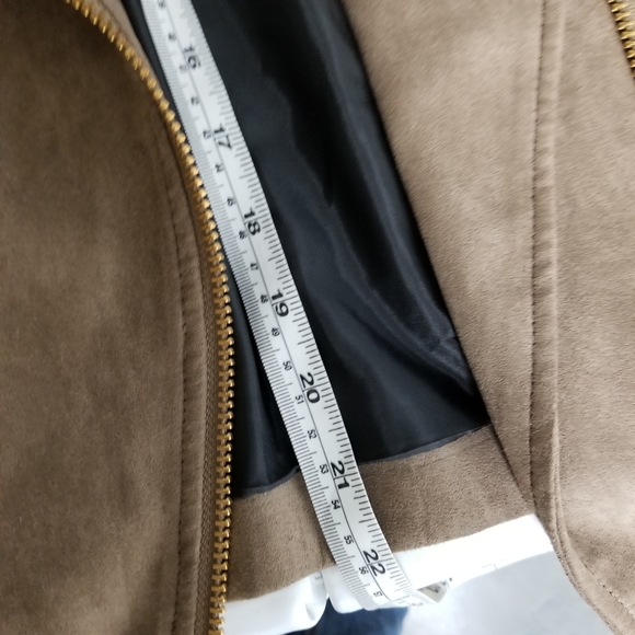 New Jcrew Mercantile Moto Faux Suede Taupe Jacket womans size Medium - Picture 6 of 6